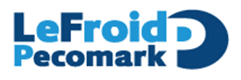 Logo bleu LeFroid Pecomark avec un symbole P stylisé représentant le froid à droite.