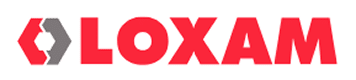 Logo de l'entreprise LOXAM, un symbole hexagonal rouge et gris à gauche et le nom LOXAM en majuscules rouges à droite.